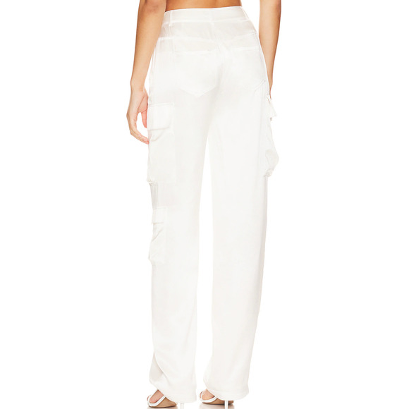 RtA White Silk Cargo Pant Size 2 Designer Long Baggy Satin Quiet Luxury $545 NEW - Picture 3 of 10